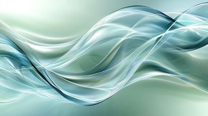 Obraz premium Abstract Teal Waves: Serene Digital Art