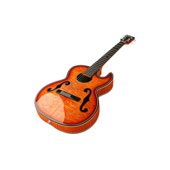 Sunburst Archtop Acoustic Guitar on Transparent Background