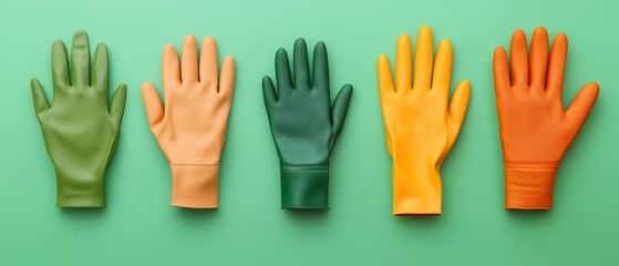 Functional flat lay showcasing gardening gloves, arranged with a practical and clean layout