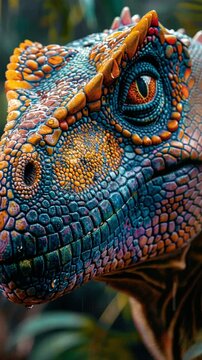 Vibrant Close-Up of a Colorful Dinosaur