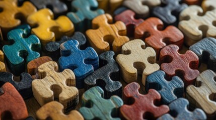 Colorful Wooden Puzzle Pieces