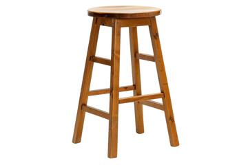 A rustic wooden stool stands elegantly on a bright, minimalistic backdrop, inviting warmth and charm into any space isolated on transparent background