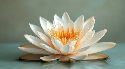 Serene white water lily floats on calm water.