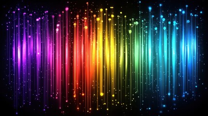 Vibrant rainbow spectrum light trails on black background