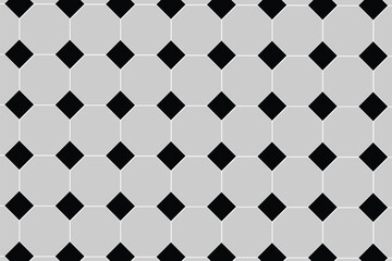 Geometric Tile Pattern with Octagons and Diamonds in Gray and Black