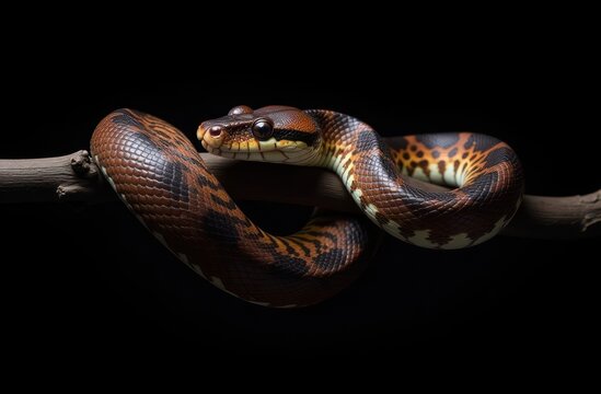 alert green tree python coiled around branch