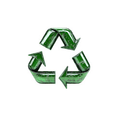 Fototapeta premium 3D Render of Green Recycle Symbol with Grunge Texture