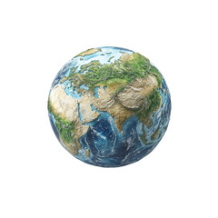 Detailed 3D Render of Planet Earth, Focused on Eurasia and Indian Ocean