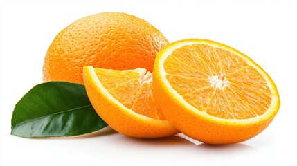 Juicy Orange Slices with Leaf