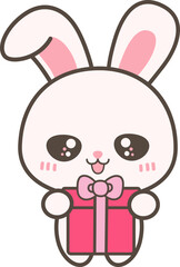 Cute Kawaii Bunny Illustration for Valentine's day.
