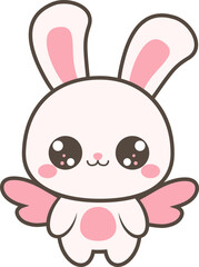Cute Kawaii Bunny Illustration for Valentine's day.