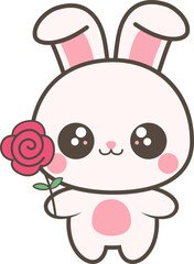 Cute Kawaii Bunny Illustration for Valentine's day.