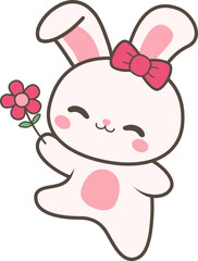 Cute Kawaii Bunny Illustration for Valentine's day.