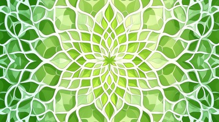 Abstract green leafy mandala pattern.
