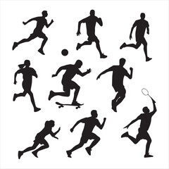 sports silhouette vector illustration. set of sports bundle silhouette. black sports silhouette. different sports set silhouette