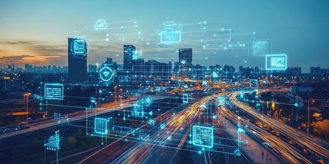 Obraz premium Digital transformation change management, internet of things (IoT), new technology bigdata and business process strategy, automate operation, customer service management,