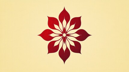 Red stylized flower, cream background.