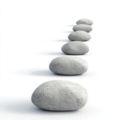 Fototapeta premium Smooth stones, white isolate background