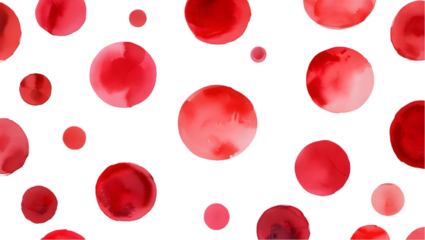 Set of red watercolor circle isolated on white or transparent background
