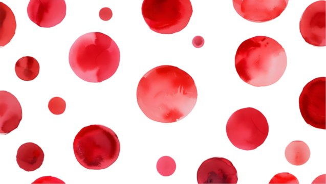 Set of red watercolor circle isolated on white or transparent background

