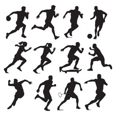 sports silhouette vector illustration. set of sports bundle silhouette. black sports silhouette. different sports set silhouette