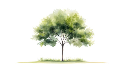 Vector watercolor green tree or forest side view isolated on white background for landscape and architecture drawing,elements for environment or and garden,Shrub for section