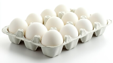 A Dozen Fresh White Eggs in a Carton