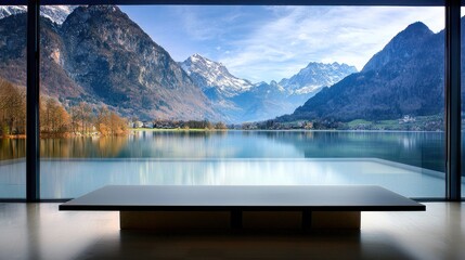 Lakeside Platform View; Mountain Reflection