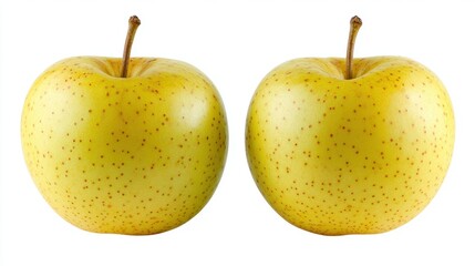 Two Juicy Yellow Apples Isolated on White