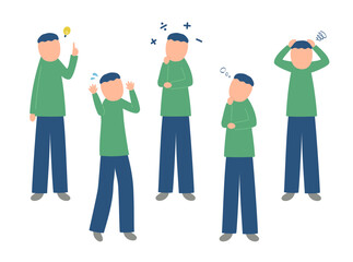 いろんな感情の男性のイラスト