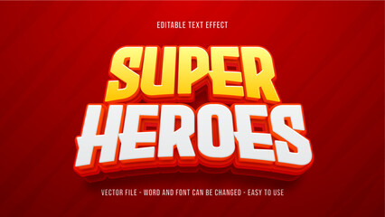 Super heroes 3d style editable text effect, cartoon theme text effect