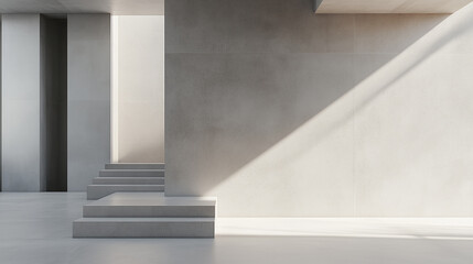 Modern Architectural Space Featuring Minimalistic Stairs and Natural Light During the Daytime