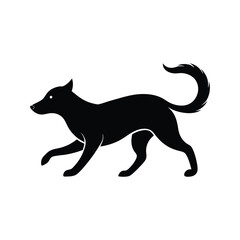 Black dog silhouette vector illustration.