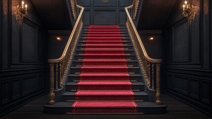 Obraz premium Grand Staircase with Red Carpet