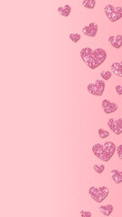 valentines day hearts glitter love pink background, romantic and cosmetics beauty vertical social media design element