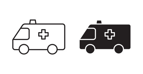 Ambulance icon pack in flat and line vector.