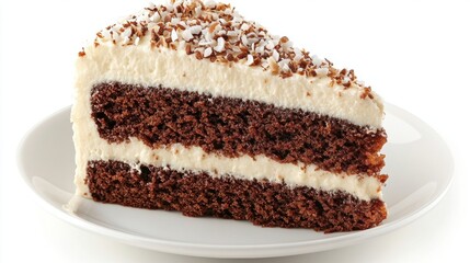 Slice of Delicious Chocolate Cake with Coconut Flakes