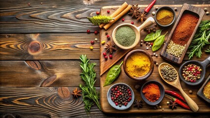 Aromatic Spice Blend on Wooden Cutting Board , spices, kitchen,  spices