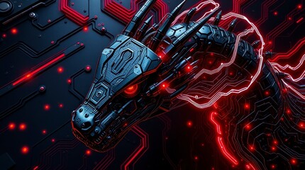 A futuristic, high-tech illustration of artificial intelligence, 3D Robotic dragon, Wallpaper and Mobile Wallpaper
