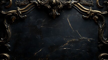 Ornate Gold And Black Marble Frame Design