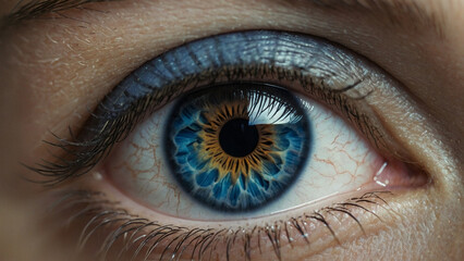 ultra closeup of blue human eye iris