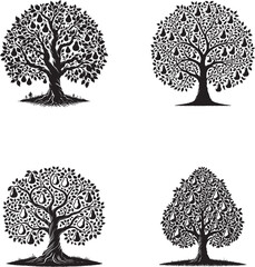 "Pear Tree Silhouette Collection - Four Unique Designs"