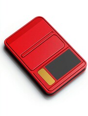Red portable device, sleek design, white background, technology concept
