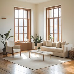 a photo of a minimalist living room