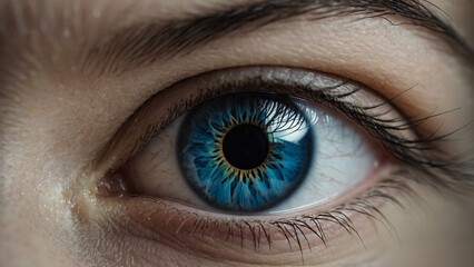 ultra closeup of blue human eye iris