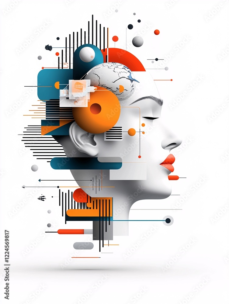 Poster a bold visual composition of marketing preferences data represented through artistic charts, abstrac