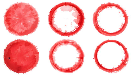  set of red watercolor circle isolated on white or transparent background
