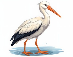 PNG Cute stork illustration animal waterfowl bird.