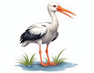 Fototapeta premium PNG Cute stork illustration animal waterfowl bird.