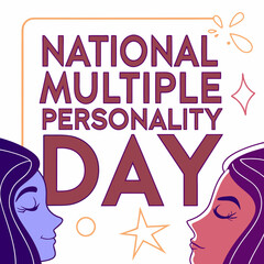 NATIONAL MULTIPLE PERSONALITY DAY silhouette vector illustration